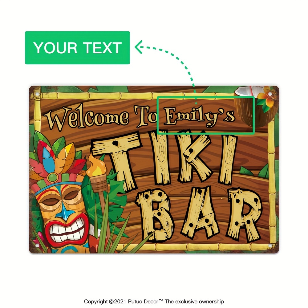 Home Bar Cafe - Özel Dekoratif Tiki Bar Tabelası, Kişiselleştirilmiş